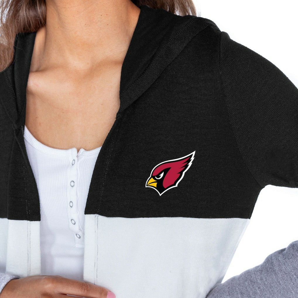 Arizona Cardinals Gameday Couture Women's Tri-Blend Color Block Lightweight Cardigan Hoodie Black | NFL