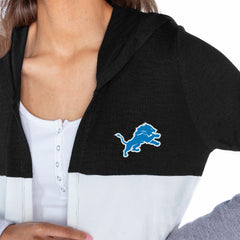 Detroit Lions Gameday Couture Women's Tri-Blend Color Block Lightweight Cardigan Hoodie Black | NFL