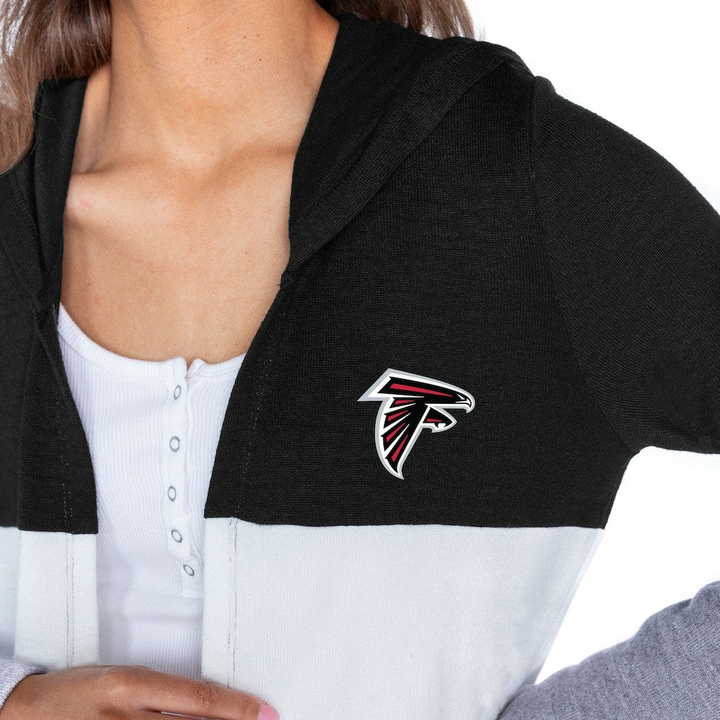 Atlanta Falcons Gameday Couture Women's Tri-Blend Color Block Lightweight Cardigan Hoodie Black | NFL