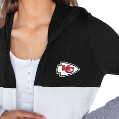 Kansas City Chiefs Gameday Couture Women's Tri-Blend Color Block Lightweight Cardigan Hoodie Black | NFL