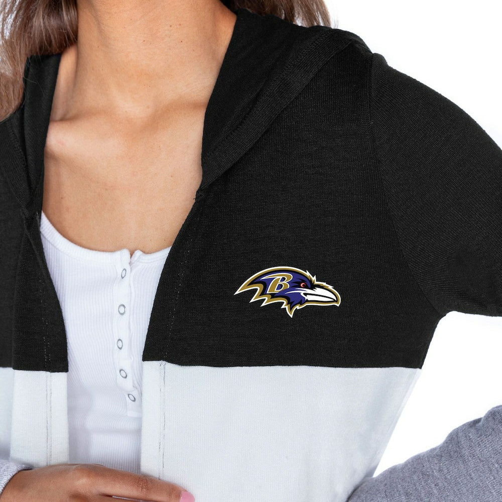 Baltimore Ravens Gameday Couture Women's Tri-Blend Color Block Lightweight Cardigan Hoodie Black | NFL