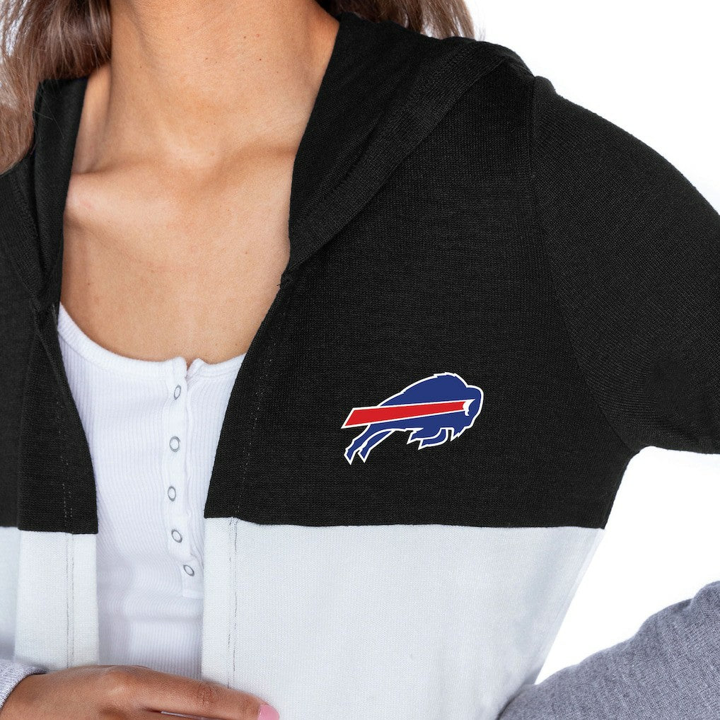 Buffalo Bills Gameday Couture Women's Tri-Blend Color Block Lightweight Cardigan Hoodie Black | NFL