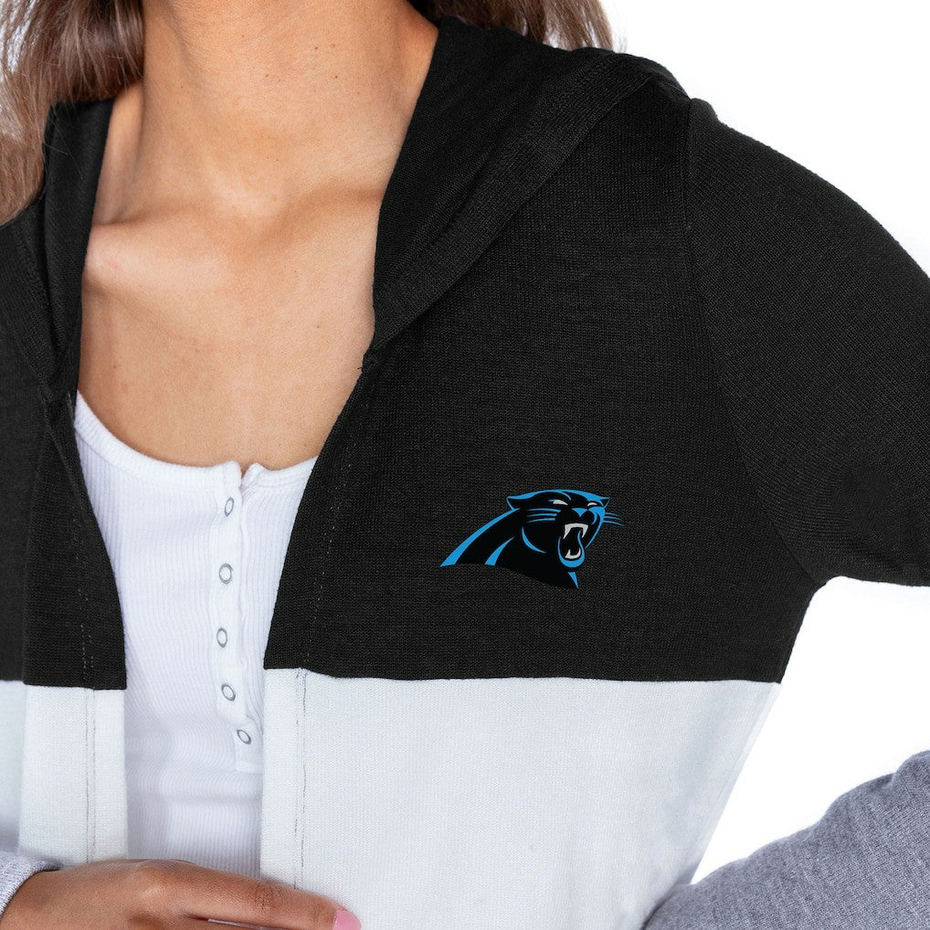 Carolina Panthers Gameday Couture Women's Tri-Blend Color Block Lightweight Cardigan Hoodie Black | NFL
