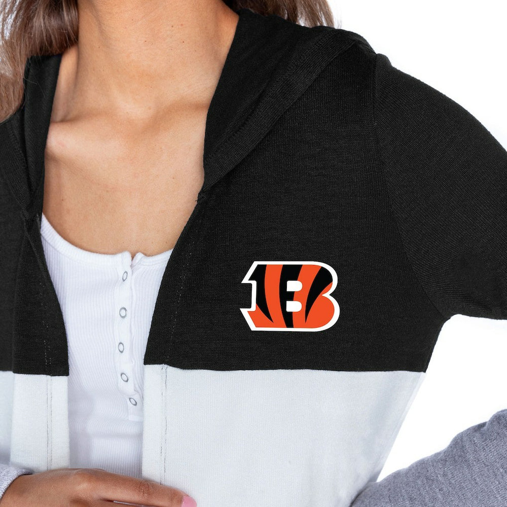 Cincinnati Bengals Gameday Couture Women's Tri-Blend Color Block Lightweight Cardigan Hoodie Black | NFL