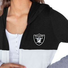 Las Vegas Raiders Gameday Couture Women's Tri-Blend Color Block Lightweight Cardigan Hoodie Black | NFL