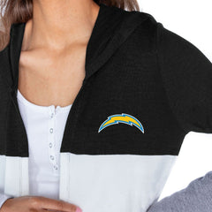 Los Angeles Chargers Gameday Couture Women's Tri-Blend Color Block Lightweight Cardigan Hoodie Black | NFL
