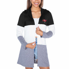 Tampa Bay Buccaneers Gameday Couture Women's Tri-Blend Color Block Lightweight Cardigan Hoodie Black | NFL