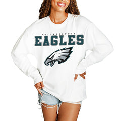 Philadelphia Eagles Gameday Couture Women's Big Goals Oversized Long Sleeve T-Shirt White | NFL