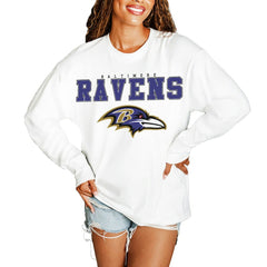 Baltimore Ravens Gameday Couture Women's Big Goals Oversized Long Sleeve T-Shirt White | NFL