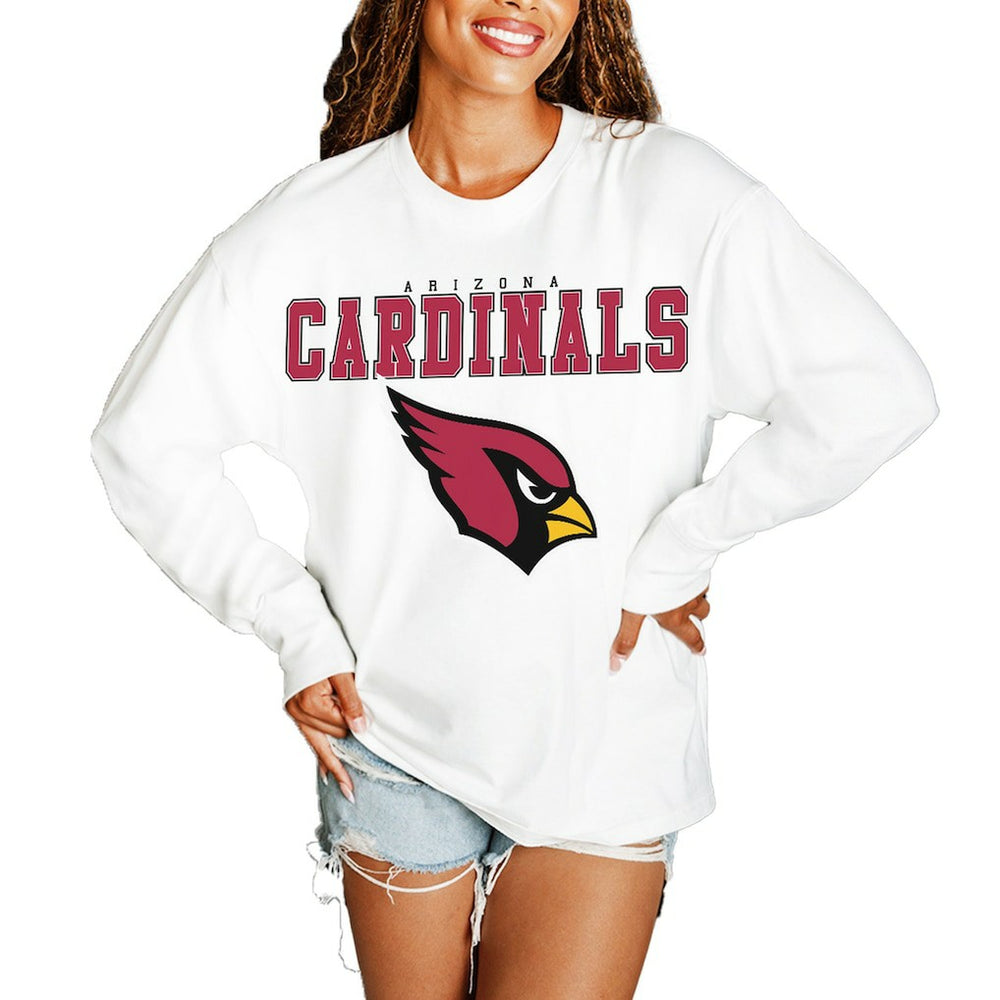 Arizona Cardinals Gameday Couture Women's Big Goals Oversized Long Sleeve T-Shirt White | NFL
