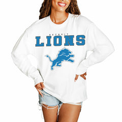Detroit Lions Gameday Couture Women's Big Goals Oversized Long Sleeve T-Shirt White | NFL