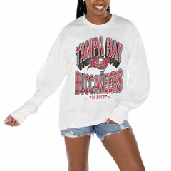 Tampa Bay Buccaneers Gameday Couture Women's Time Out Oversized Long Sleeve T-Shirt White | NFL
