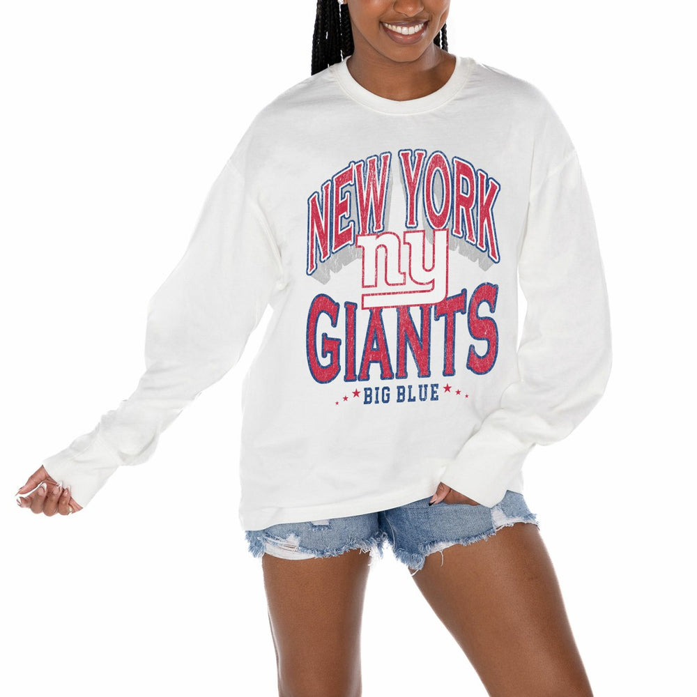 New York Giants Gameday Couture Women's Time Out Oversized Long Sleeve T-Shirt White | NFL