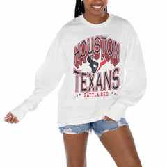 Houston Texans Gameday Couture Women's Time Out Oversized Long Sleeve T-Shirt White | NFL