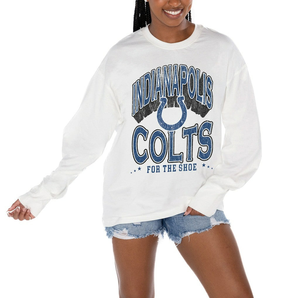 Indianapolis Colts Gameday Couture Women's Time Out Oversized Long Sleeve T-Shirt White | NFL