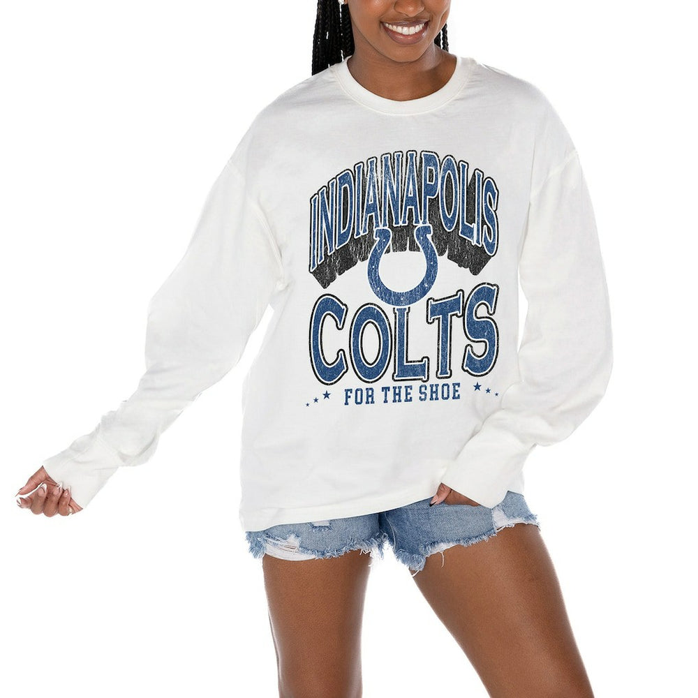 Indianapolis Colts Gameday Couture Women's Time Out Oversized Long Sleeve T-Shirt White | NFL