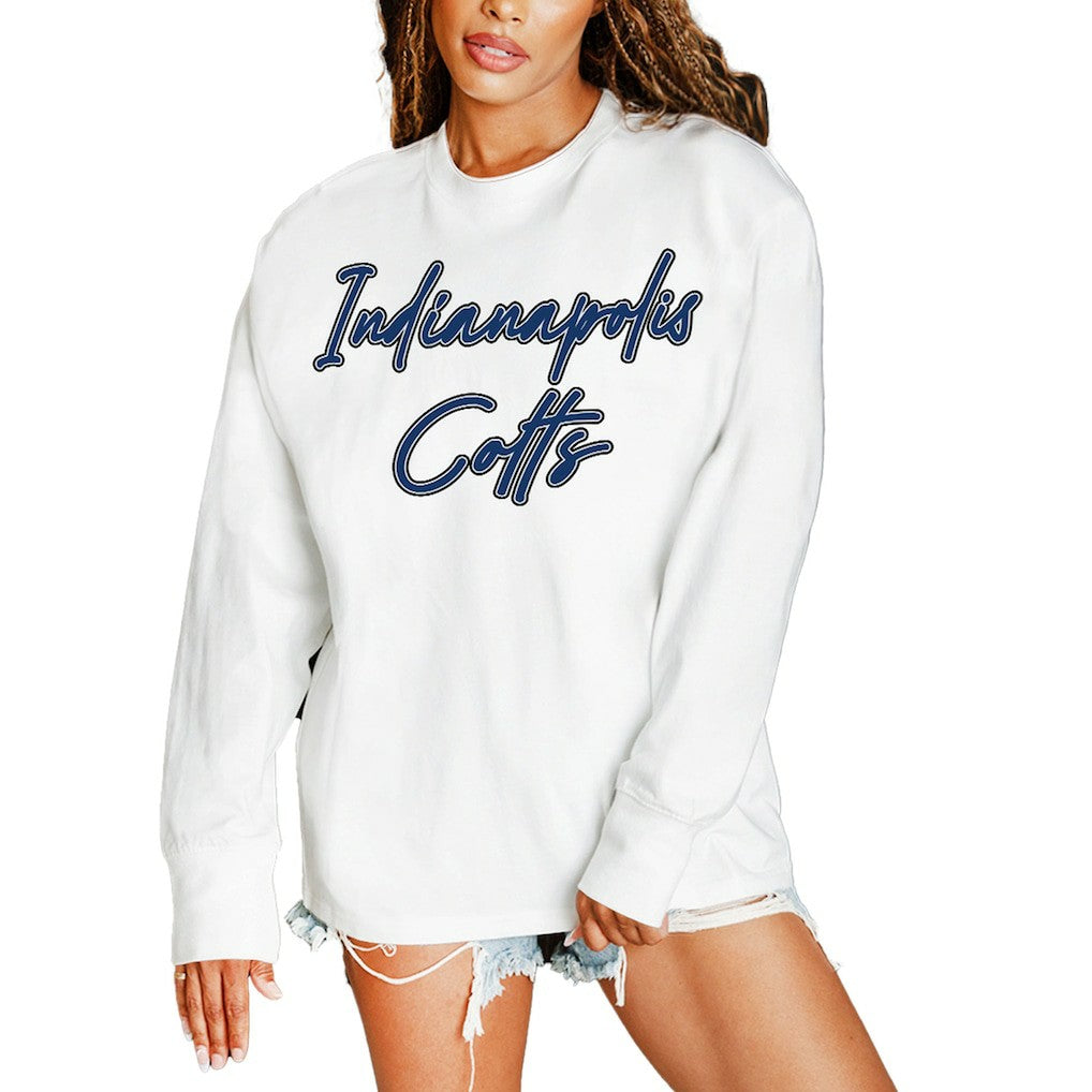Indianapolis Colts Gameday Couture Women's Classic Comeback Oversized Long Sleeve T-Shirt White | NFL