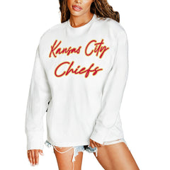 Kansas City Chiefs Gameday Couture Women's Classic Comeback Oversized Long Sleeve T-Shirt White | NFL
