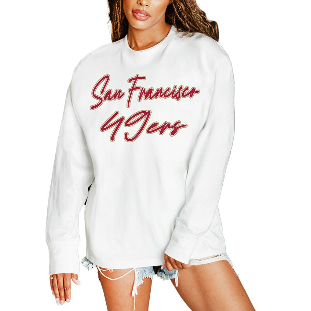 San Francisco 49ers Gameday Couture Women's Classic Comeback Oversized Long Sleeve T-Shirt White | NFL