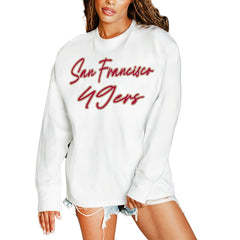 San Francisco 49ers Gameday Couture Women's Classic Comeback Oversized Long Sleeve T-Shirt White | NFL