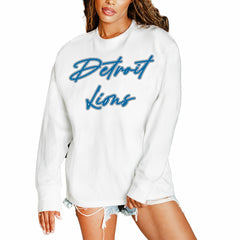 Detroit Lions Gameday Couture Women's Classic Comeback Oversized Long Sleeve T-Shirt White | NFL