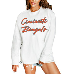 Cincinnati Bengals Gameday Couture Women's Classic Comeback Oversized Long Sleeve T-Shirt White | NFL