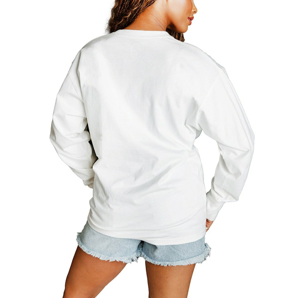 Carolina Panthers Gameday Couture Women's Classic Comeback Oversized Long Sleeve T-Shirt White | NFL