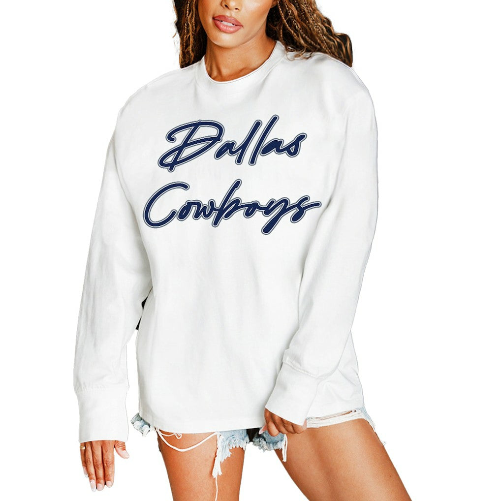 Dallas Cowboys Gameday Couture Women's Classic Comeback Oversized Long Sleeve T-Shirt White | NFL