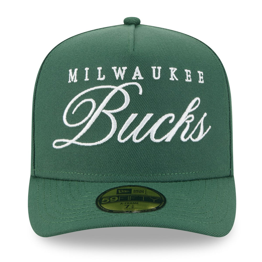 Milwaukee Bucks 2025 NBA Draft A-Frame 59FIFTY Fitted Hat Hunter Green - NBA