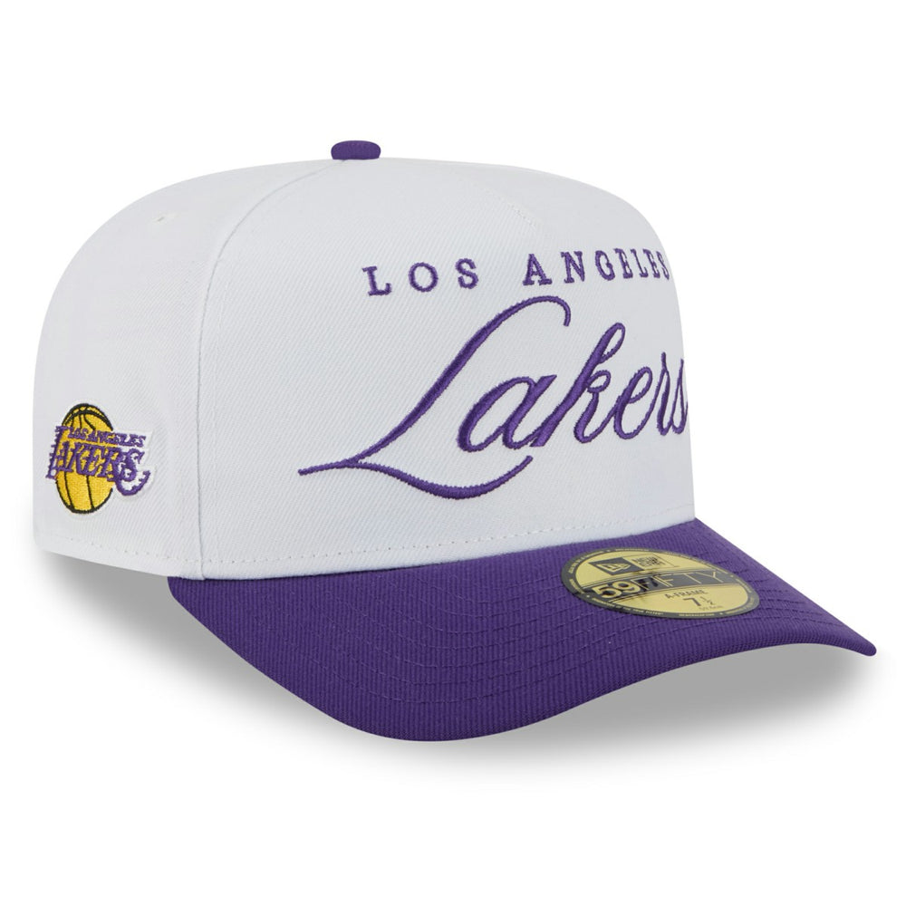 Los Angeles Lakers 2025 NBA Draft A-Frame 59FIFTY Fitted Hat White/Purple - NBA