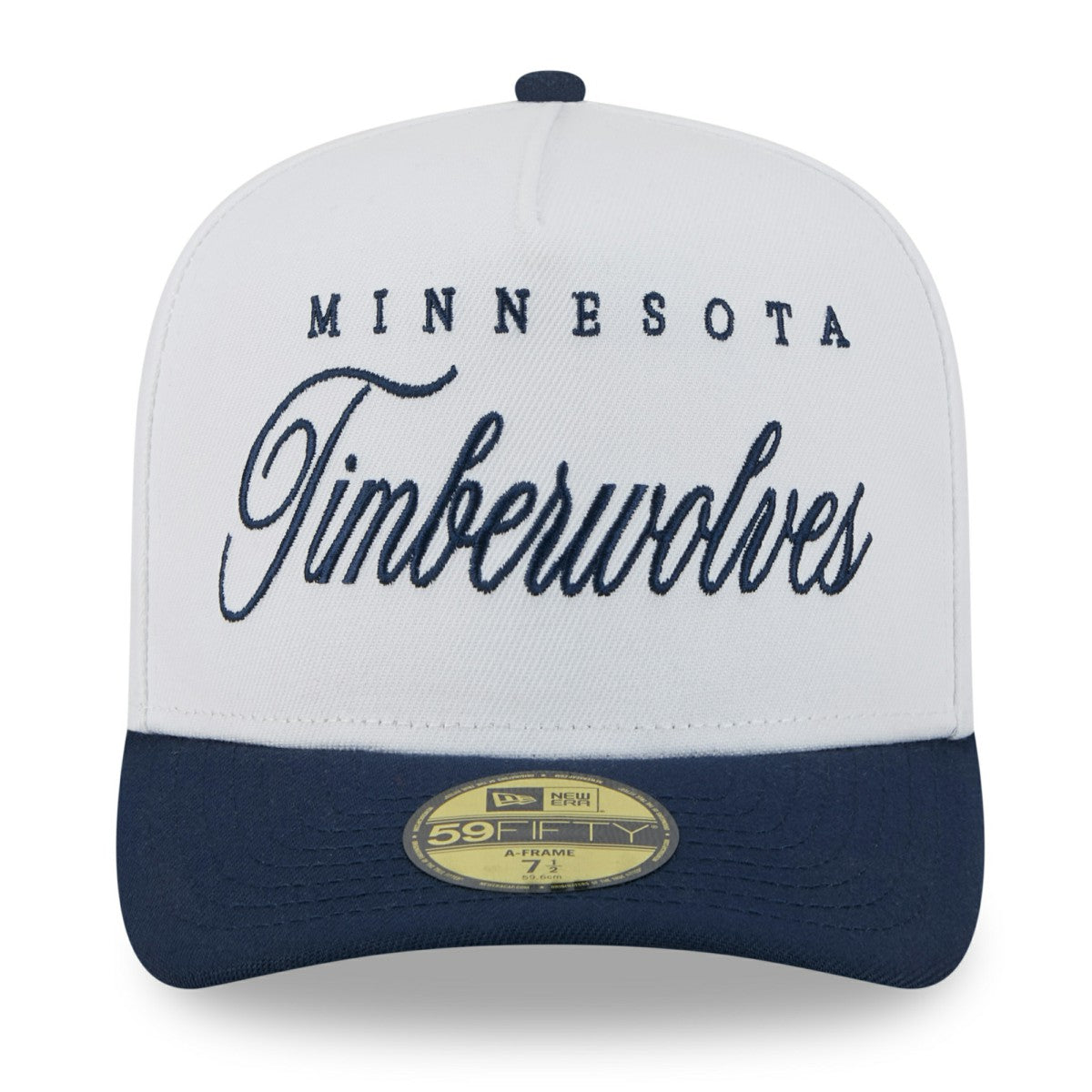 Minnesota Timberwolves 2025 NBA Draft A-Frame 59FIFTY Fitted Hat White/Navy - NBA