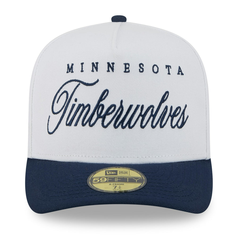 Minnesota Timberwolves 2025 NBA Draft A-Frame 59FIFTY Fitted Hat White/Navy - NBA