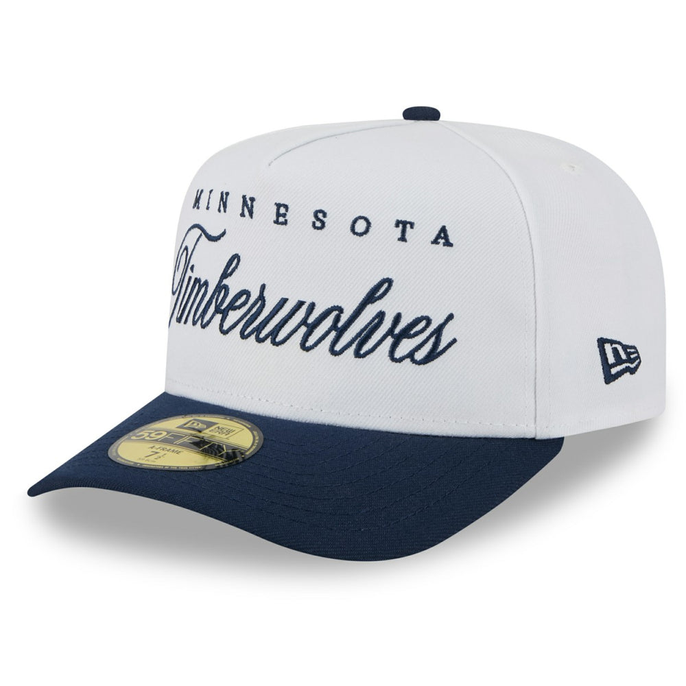 Minnesota Timberwolves 2025 NBA Draft A-Frame 59FIFTY Fitted Hat White/Navy - NBA