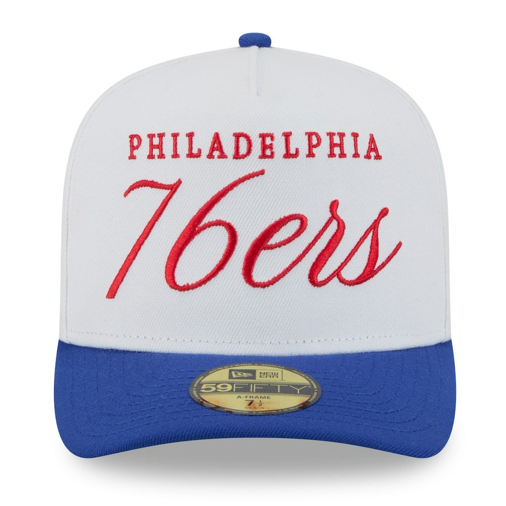 Philadelphia 76ers 2025 NBA Draft A-Frame 59FIFTY Fitted Hat White/Royal - NBA