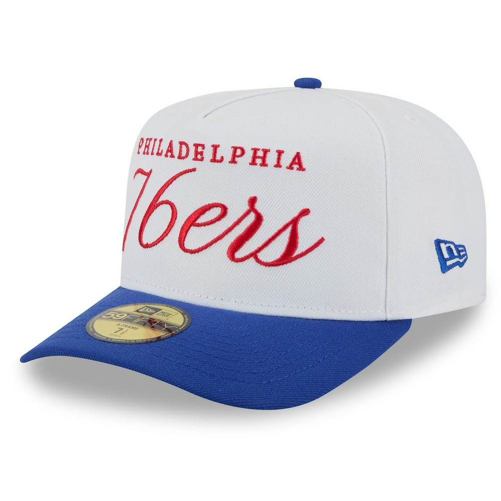 Philadelphia 76ers 2025 NBA Draft A-Frame 59FIFTY Fitted Hat White/Royal - NBA