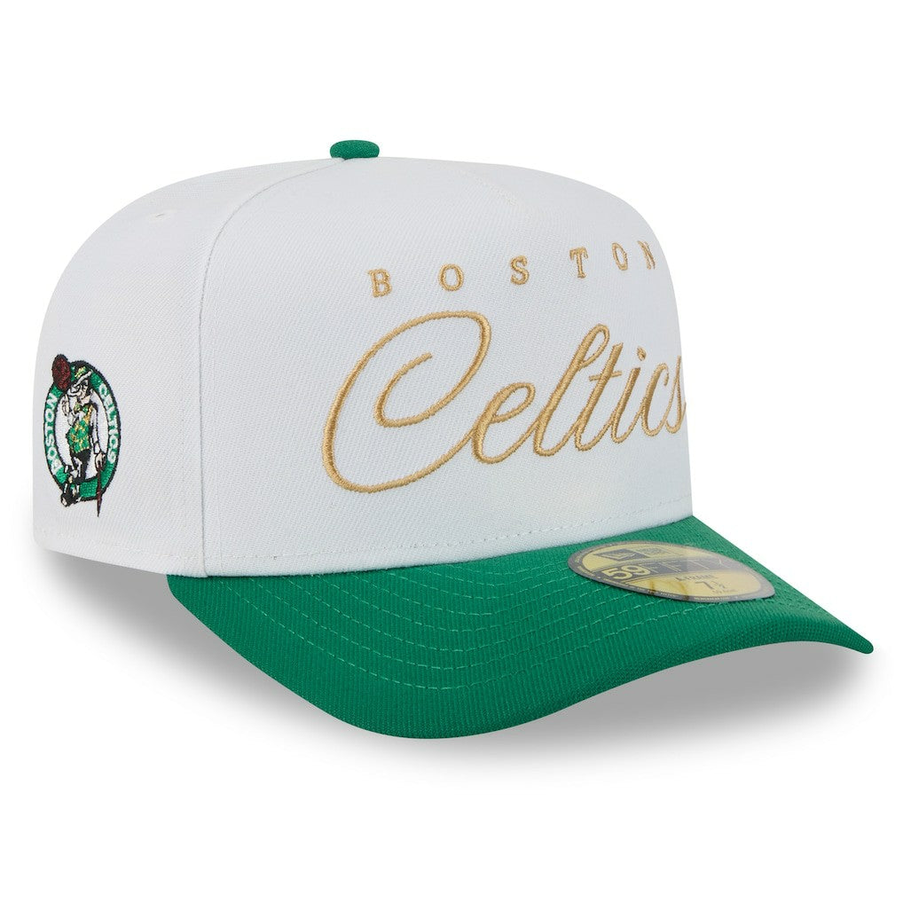 Boston Celtics 2025 NBA Draft A-Frame 59FIFTY Fitted Hat White/Kelly Green - NBA