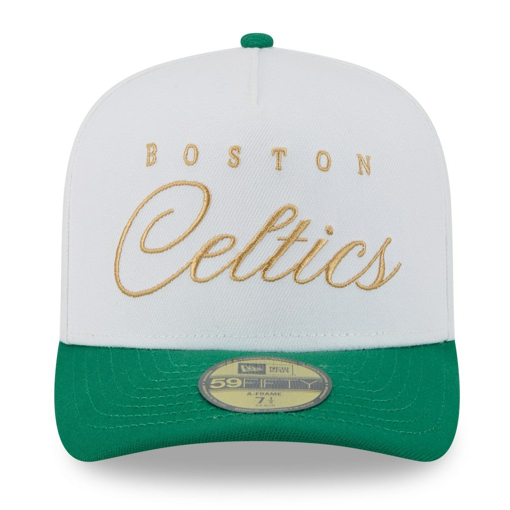 Boston Celtics 2025 NBA Draft A-Frame 59FIFTY Fitted Hat White/Kelly Green - NBA