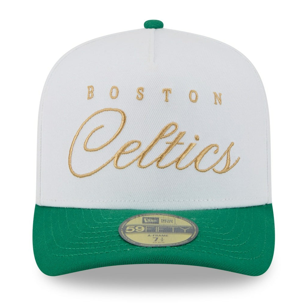 Boston Celtics 2025 NBA Draft A-Frame 59FIFTY Fitted Hat White/Kelly Green - NBA