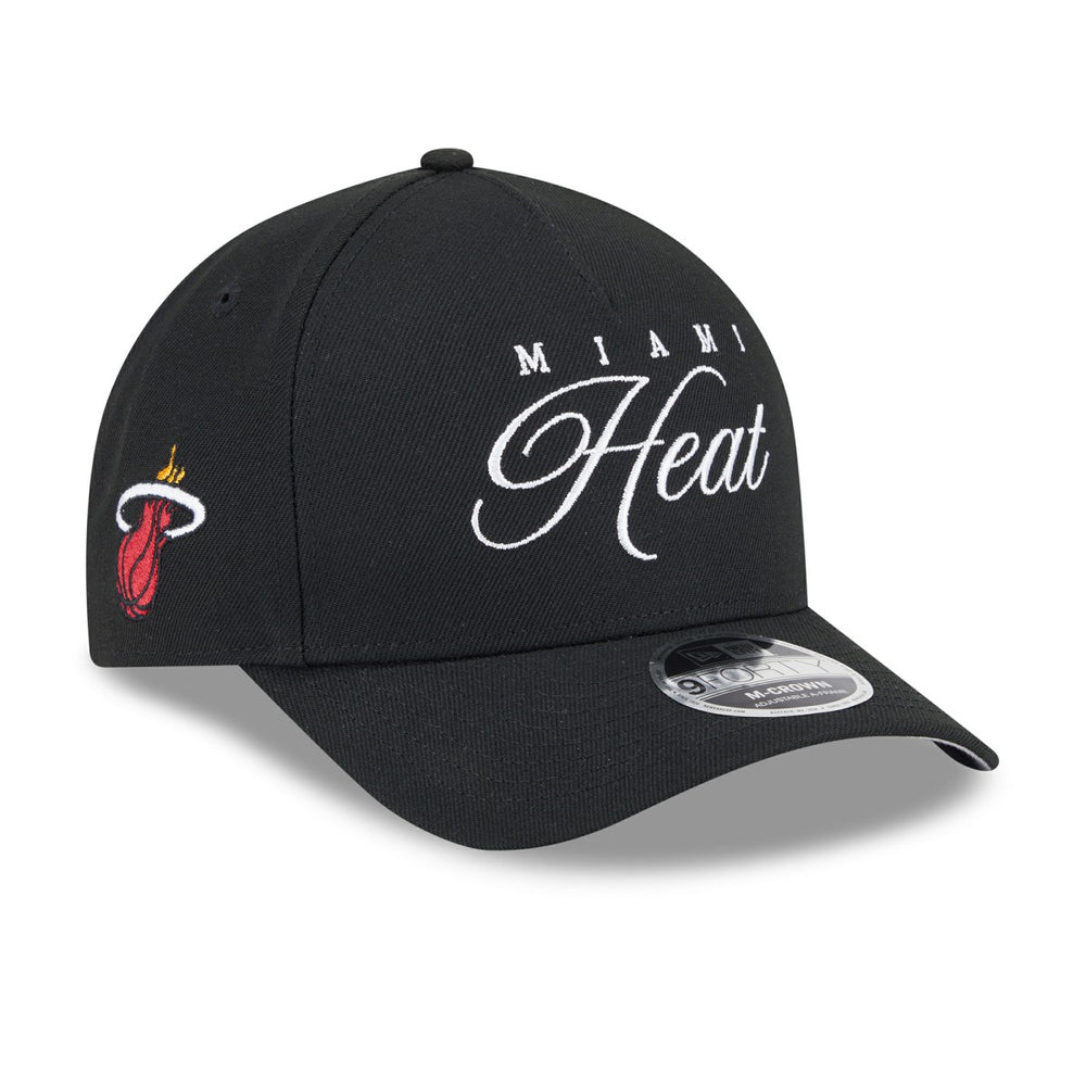 Miami Heat 2025 NBA Draft M-Crown A-Frame 9FORTY Adjustable Hat Black - NBA