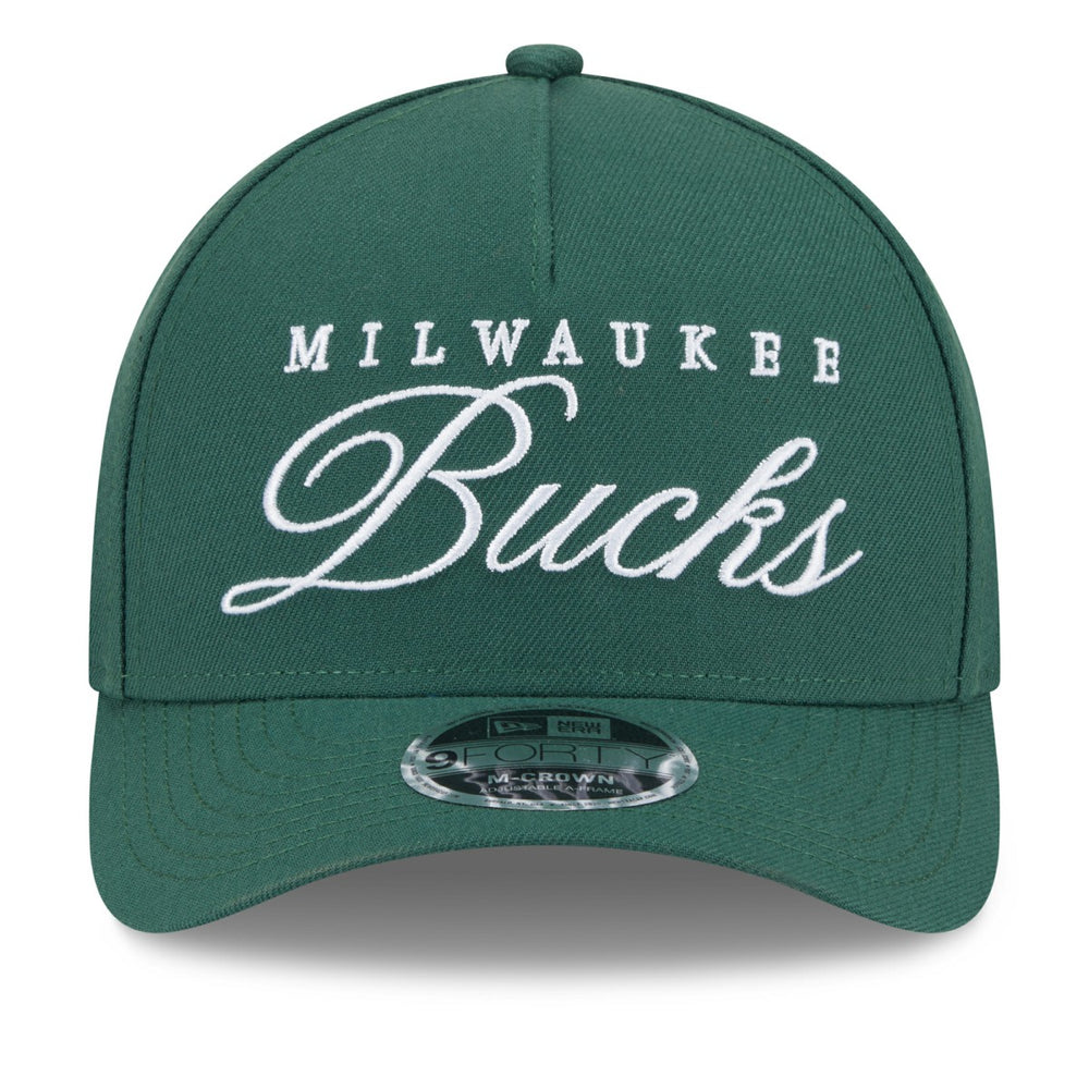 Milwaukee Bucks 2025 NBA Draft M-Crown A-Frame 9FORTY Adjustable Hat Hunter Green - NBA