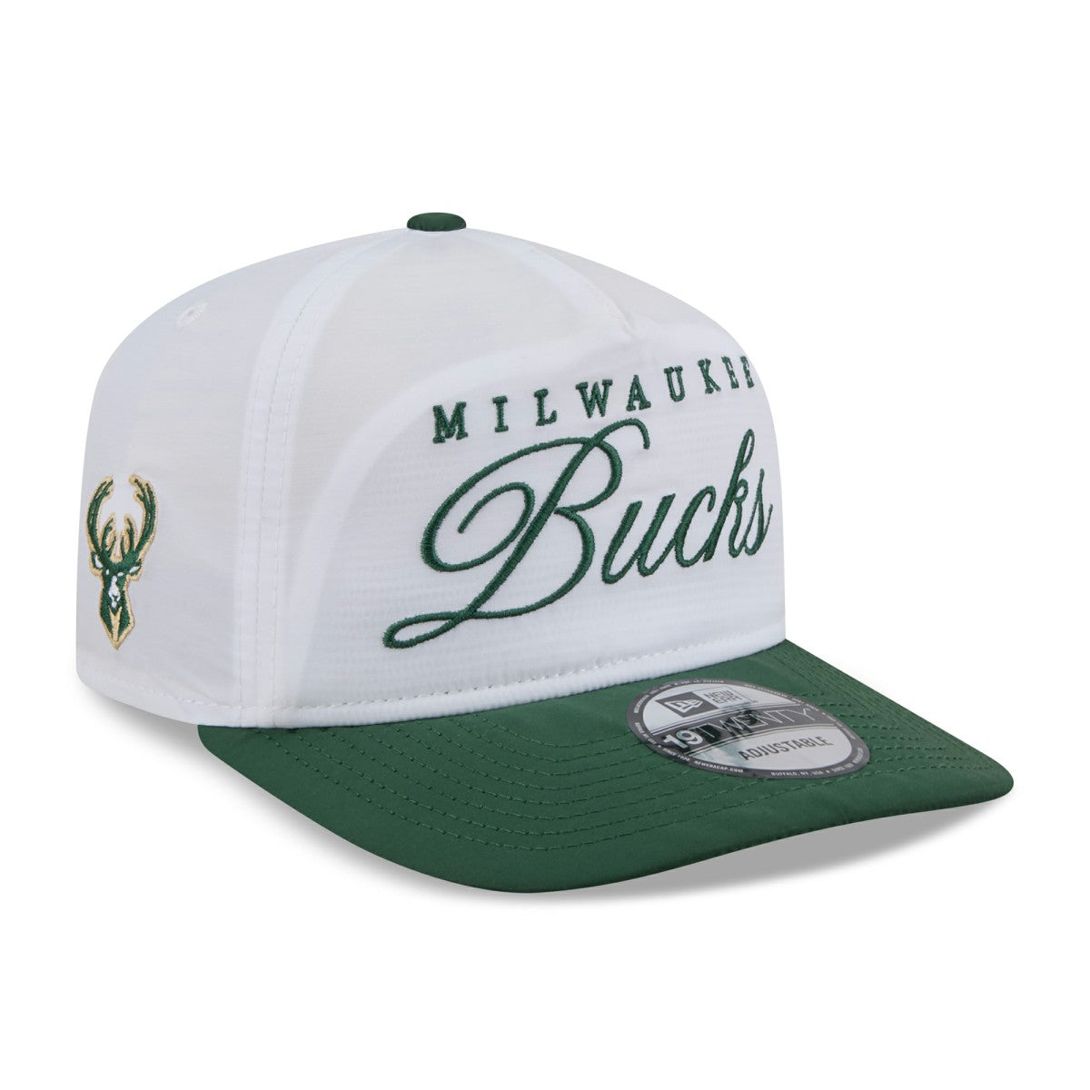 Milwaukee Bucks 2025 NBA Draft On-Stage Nylon 19TWENTY Adjustable Hat White/Hunter Green - NBA
