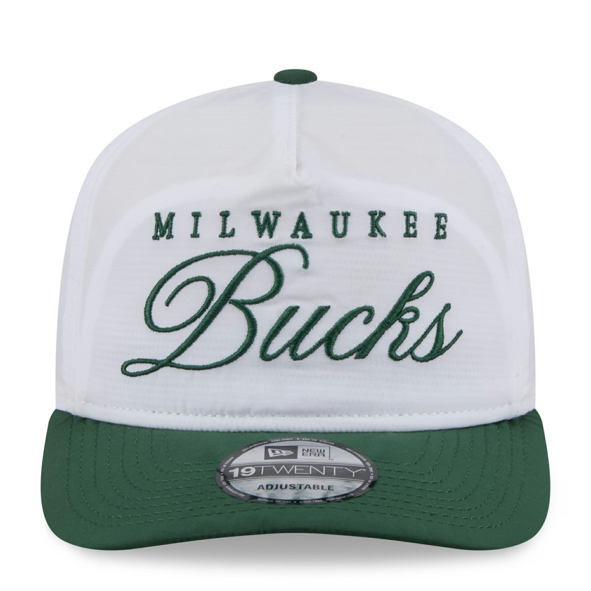 Milwaukee Bucks 2025 NBA Draft On-Stage Nylon 19TWENTY Adjustable Hat White/Hunter Green - NBA
