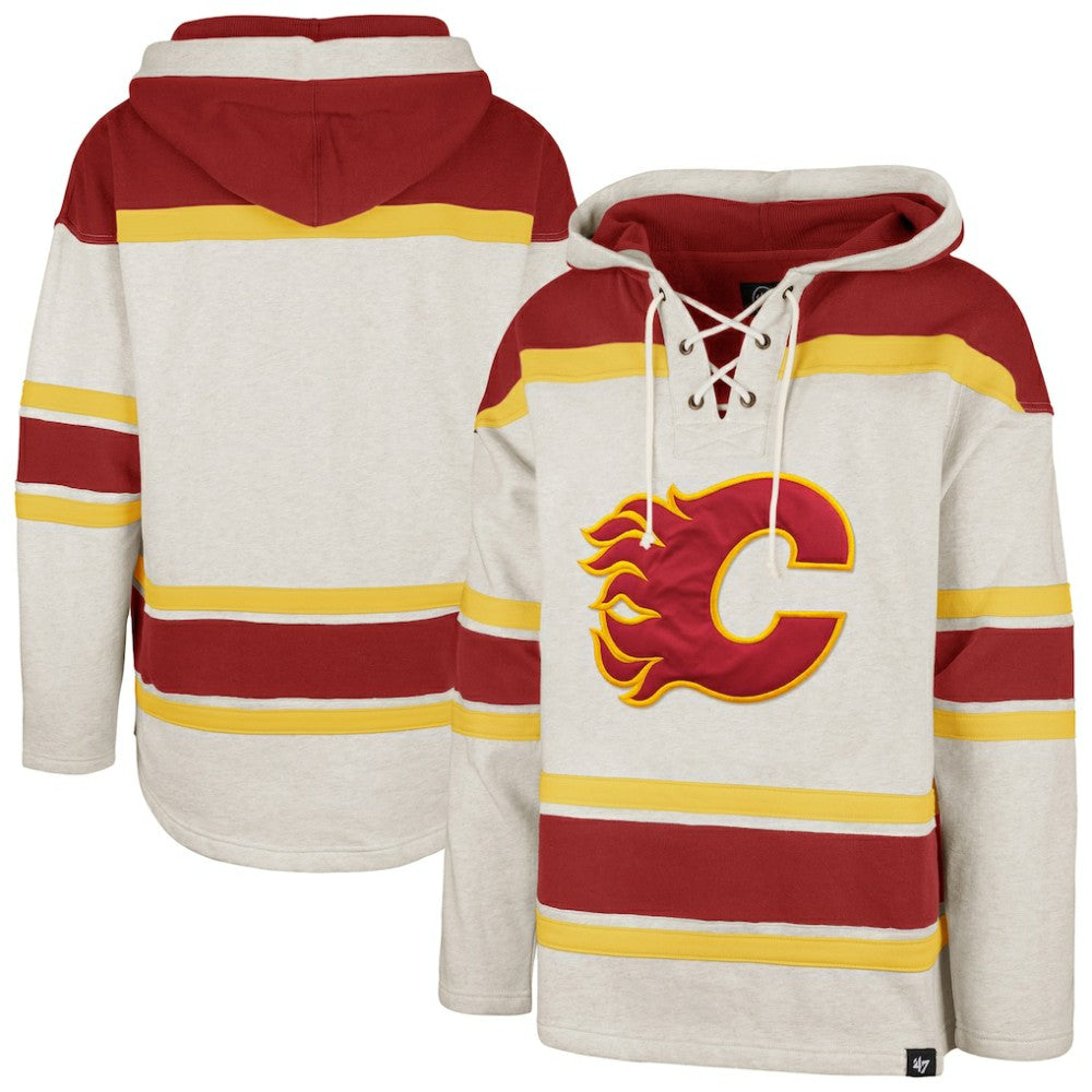 Calgary Flames '47 Rockaway Lacer Pullover Hoodie - Oatmeal - NHL