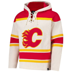 Calgary Flames '47 Rockaway Lacer Pullover Hoodie - Oatmeal - NHL
