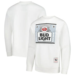 San Francisco 49ers x Bud Light The Crest Pullover Sweatshirt White | Mitchell & Ness