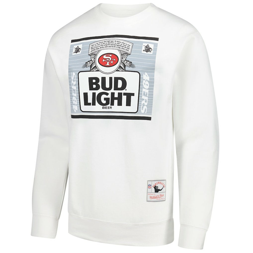 San Francisco 49ers x Bud Light The Crest Pullover Sweatshirt White | Mitchell & Ness