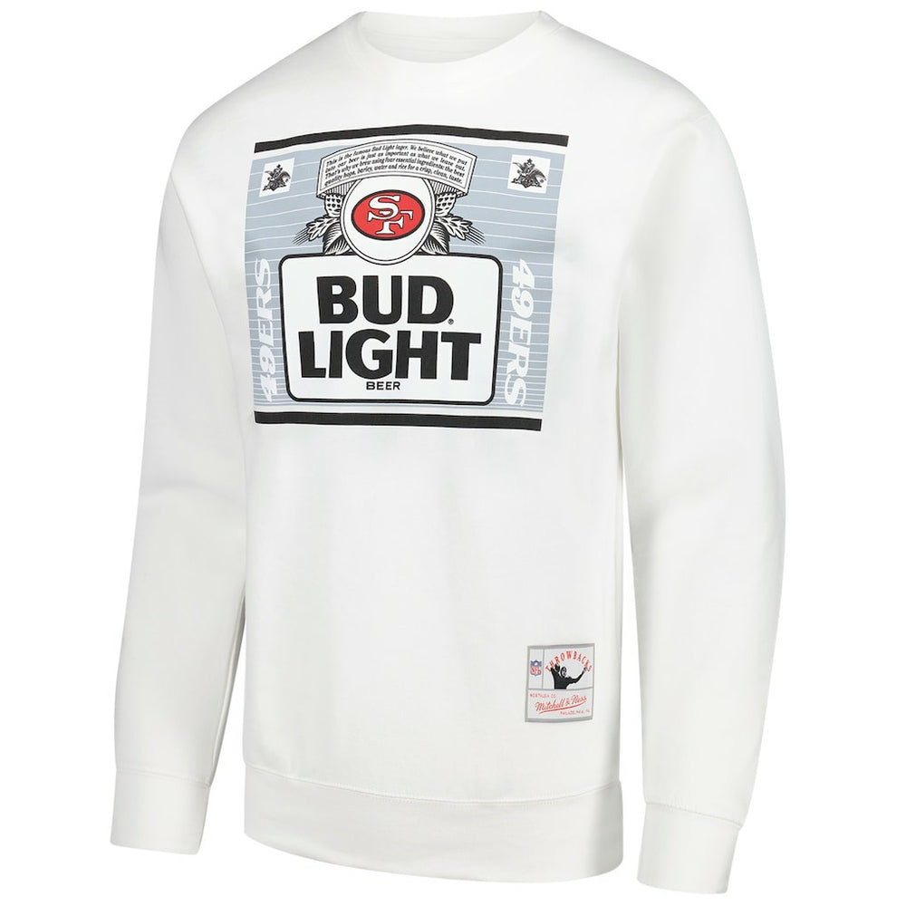 San Francisco 49ers x Bud Light The Crest Pullover Sweatshirt White | Mitchell & Ness