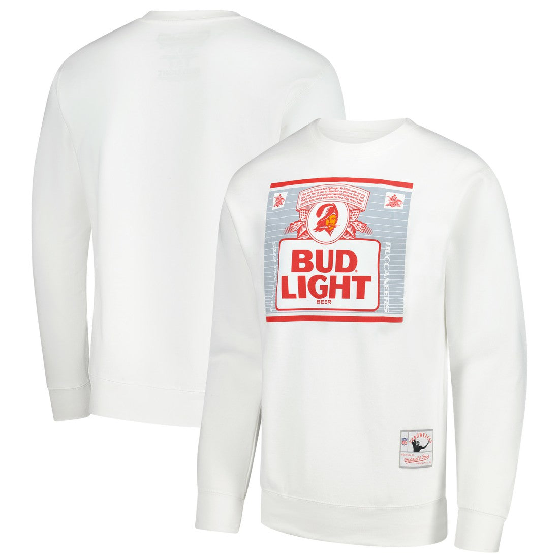 Tampa Bay Buccaneers x Bud Light The Crest Pullover Sweatshirt White | Mitchell & Ness
