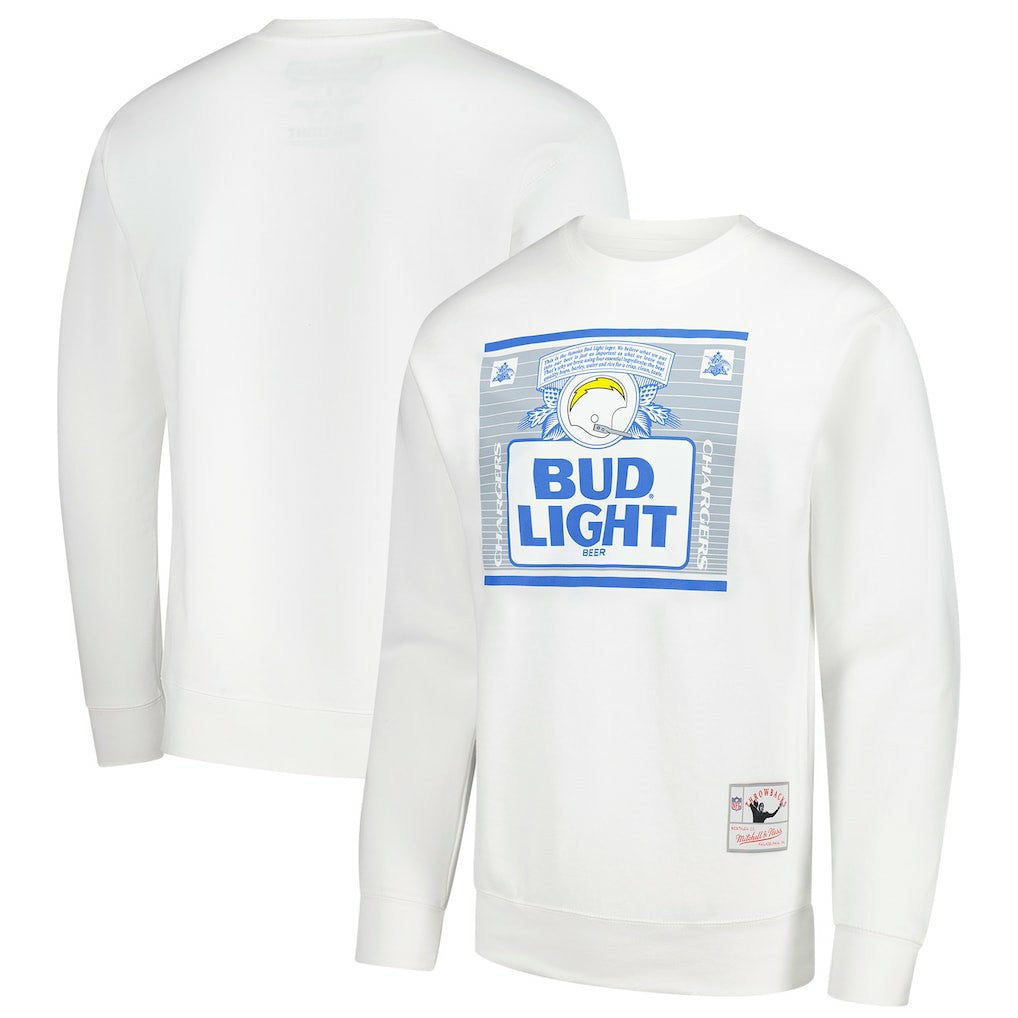 Los Angeles Chargers x Bud Light The Crest Pullover Sweatshirt White | Mitchell & Ness