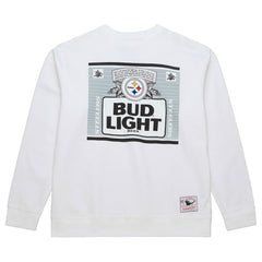 Pittsburgh Steelers x Bud Light The Crest Pullover Sweatshirt White | Mitchell & Ness